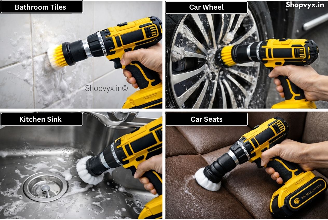 Shopvyx 4 in 1 Drill Scruber Brush Cleaning Kit ( 4 PCs )